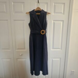 SHEIN Navy Sleeveless Dress with Belt